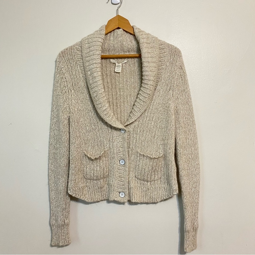 Levi's Straus Co. Oatmeal Colored 3 Button Shawl Collar Cardigan size Medium